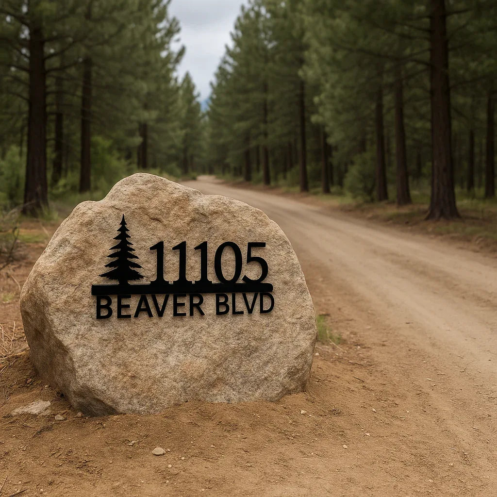 Custom Pine Tree Address Sign - Old West Iron