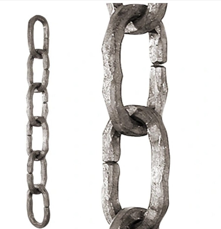 Hammered Square Bar Chain 4" L x2 3/8" W link - Priced per foot