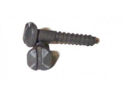hammered wood screws on a white background