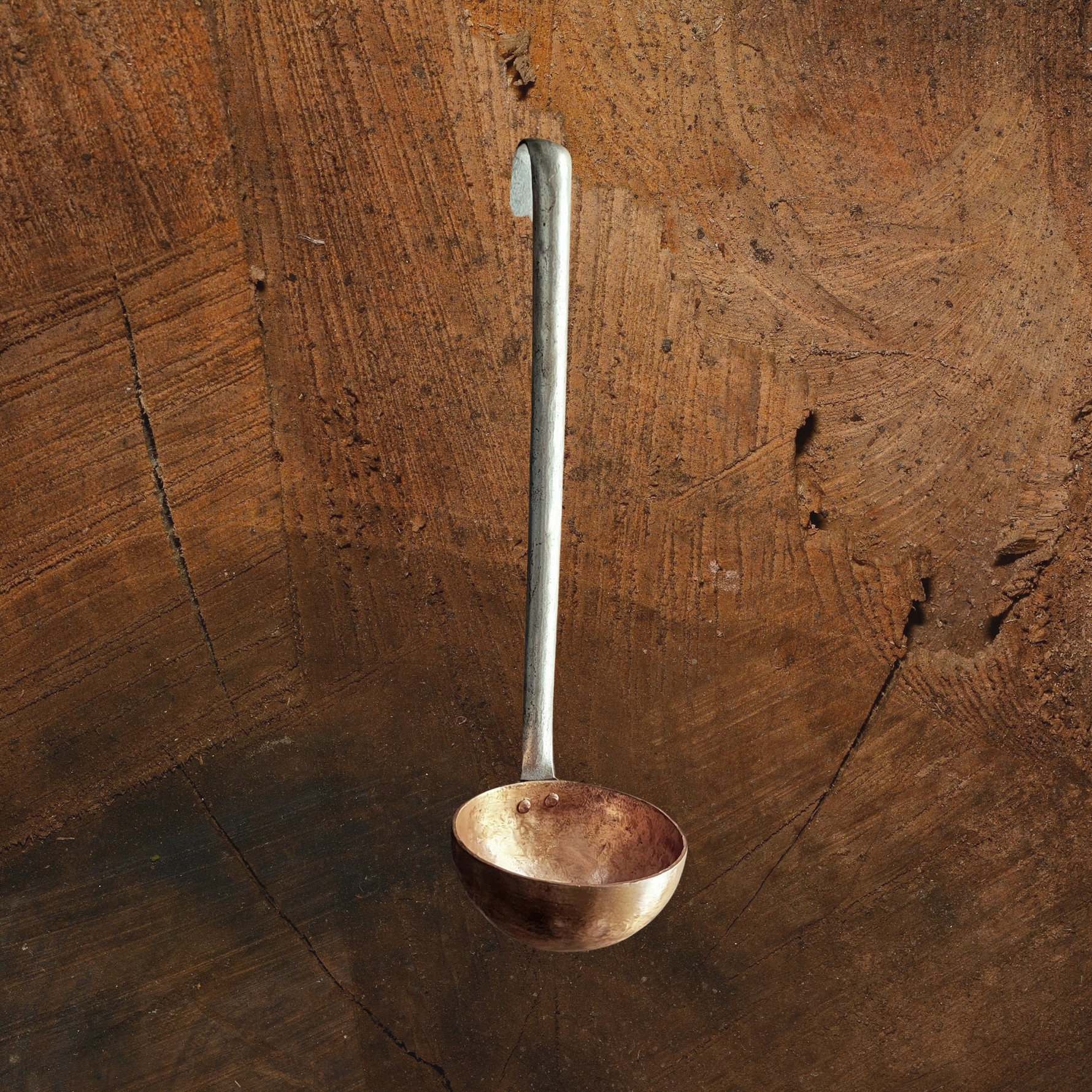 Copper Kitchen Utensil Set with Hooked Iron Handles