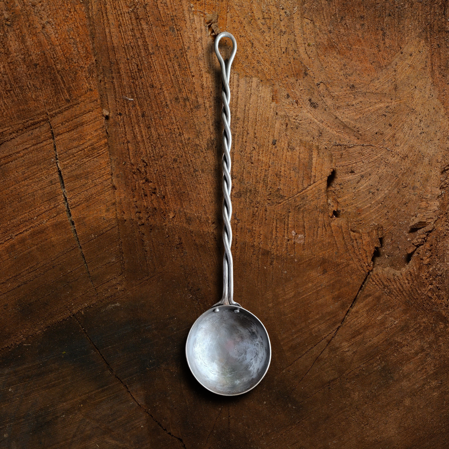 Hand Forged Twisted Steel Egg Spoon