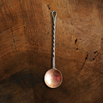 Hand Forged Twisted Steel and Solid Copper Egg Spoon