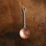 Hand Forged Twisted Iron and Solid Copper Egg Spoon - Small