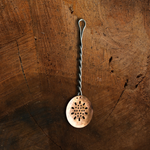 Hand Forged Twisted Iron and Copper Slotted Spoon