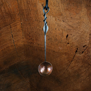 Hand Forged Solid Copper Egg Spoon With Steel Leaf Handle - Old West Iron