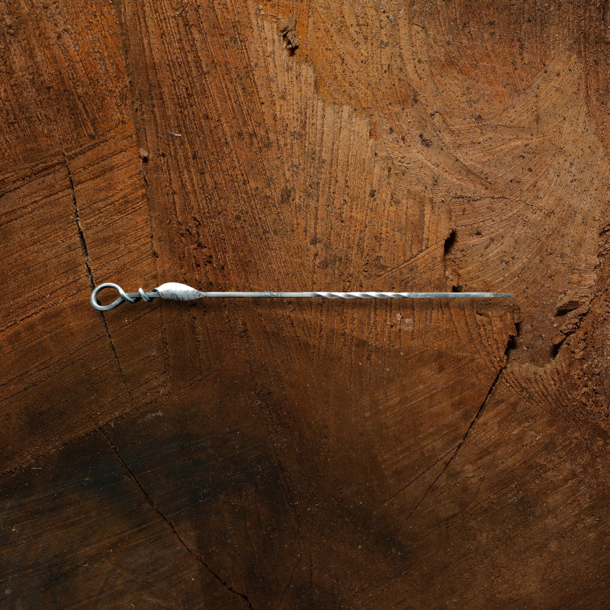 Hand Forged Steel Kabob Skewer With Leaf Handle