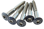 A group of silver-colored No.10 Western wood screws with a T20 Tork style driver.