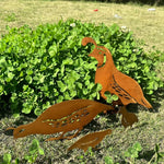 Rustic Quail Family Yard Stakes
