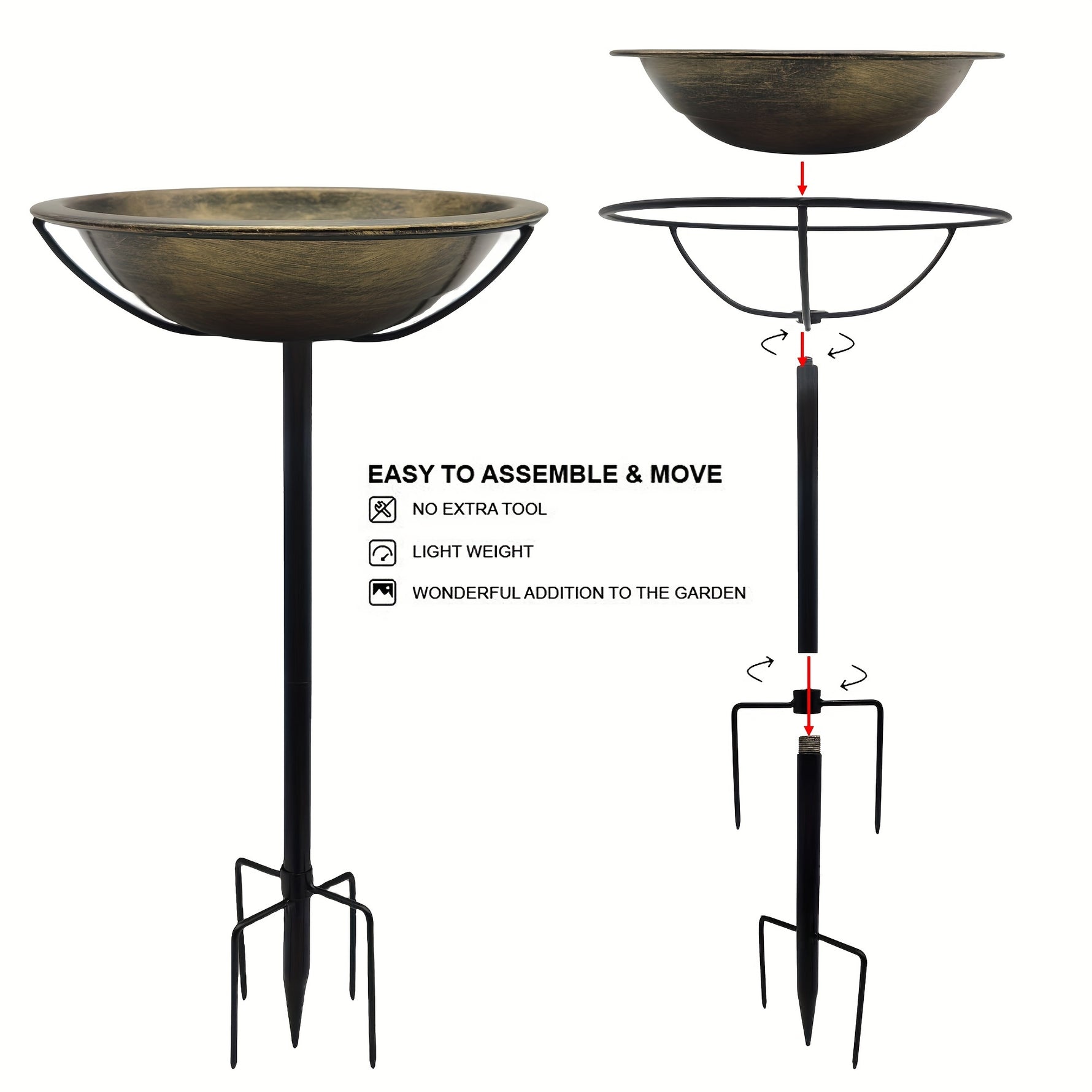 Hammered Copper Bird Fountain