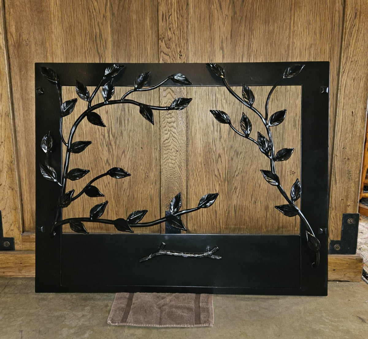 Tree Branch Fireplace Surround with Ash Door - Old West Iron