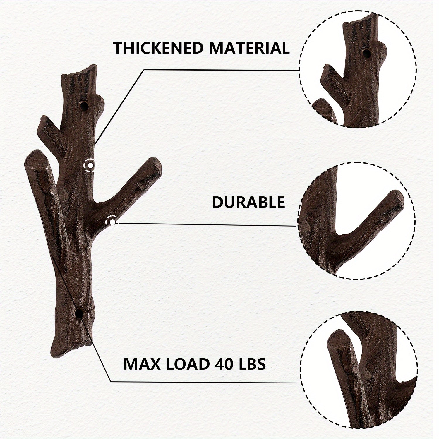 Tree Branch Cast Iron Wall Hooks