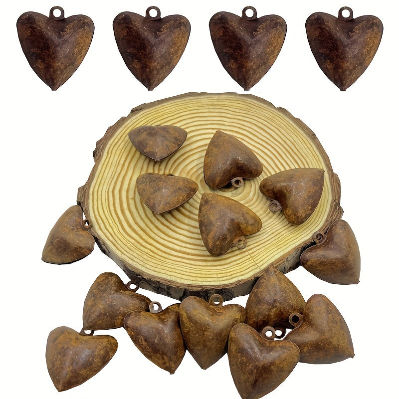 20pcs Rusty Heart Bells