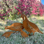 Rustic Quail Family Yard Stakes