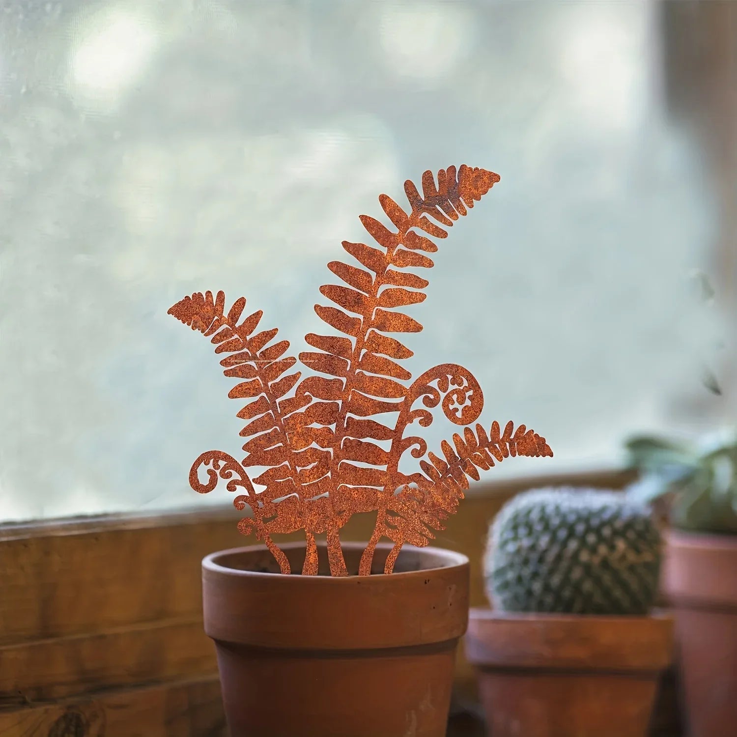 Rusty Fern Garden Stakes - Old West Iron