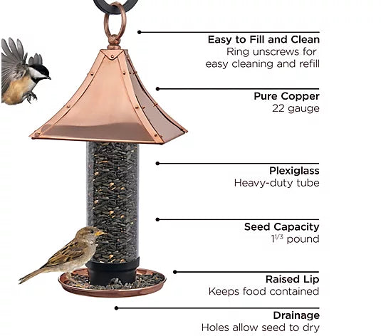 Palazzo Bird Feeder - Polished Copper Bird & Wildlife Feeder Accessories Garden