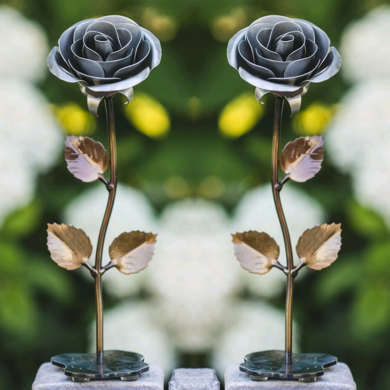 Silver Steel Rose Sculptures & Statues Gift