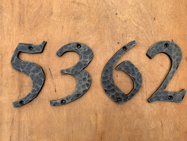 Hammered Iron House Numbers House Numbers & Letters Numbers