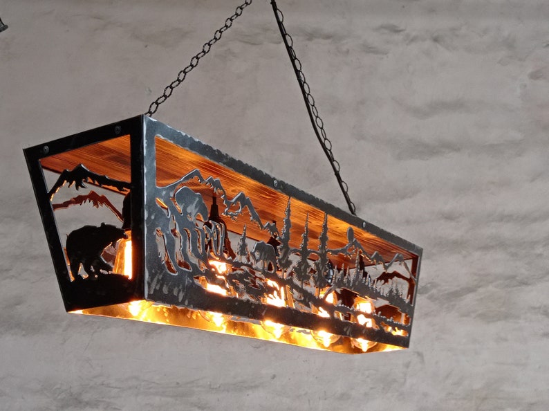 Bears fishing salmon Lodge lighting Lighting Lighting