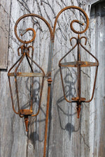 Wrought Iron 70" Double Crown Lantern - Indoor or Outdoor - Patio Metal Candelabra - Rustic Wax And Battery Fixture
