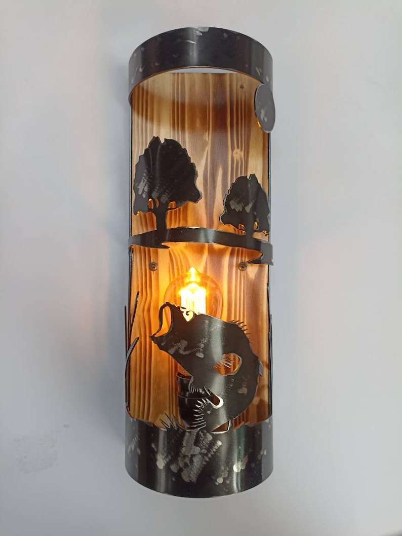 Rustic Bass Cabin Sconce Wall Light Fixtures Lighting