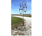 Wrought Iron 70" Double Crown Lantern - Indoor or Outdoor - Patio Metal Candelabra - Rustic Wax And Battery Fixture