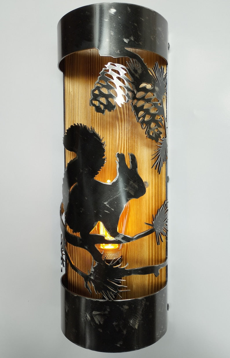 Rustic Squirrel Cabin Sconce Wall Light Fixtures Lighting