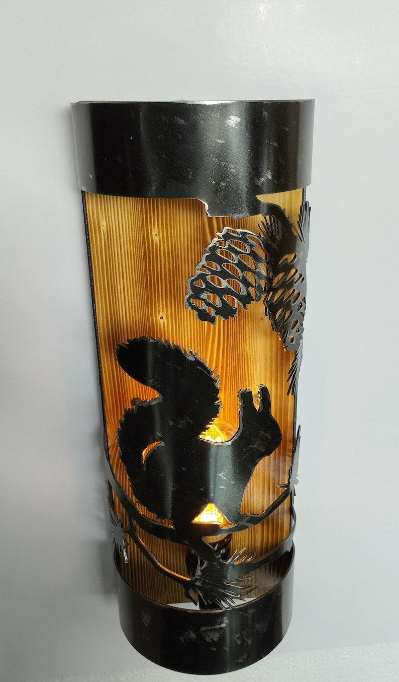Rustic Squirrel Cabin Sconce Wall Light Fixtures Lighting