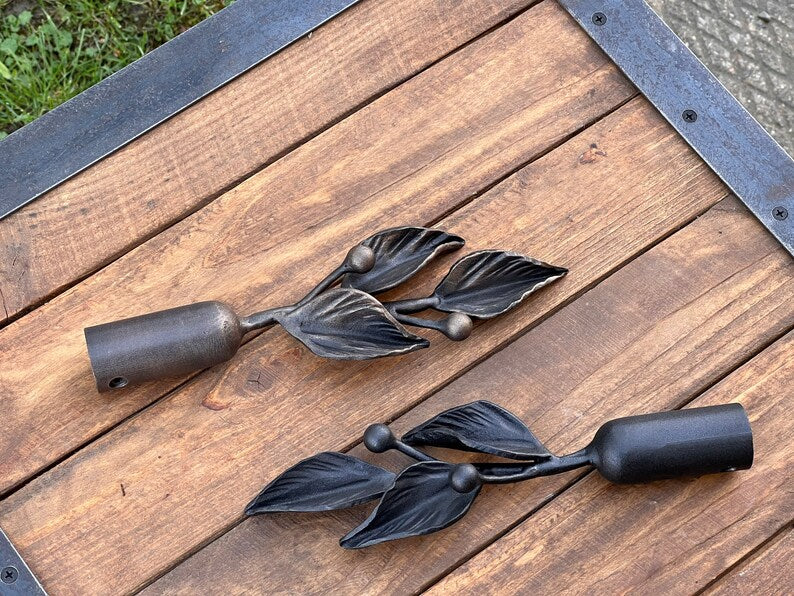 Set of 2 - Wrought Iron Curtain Rod Finials Curtain & Drape Rods Curtain Accessory