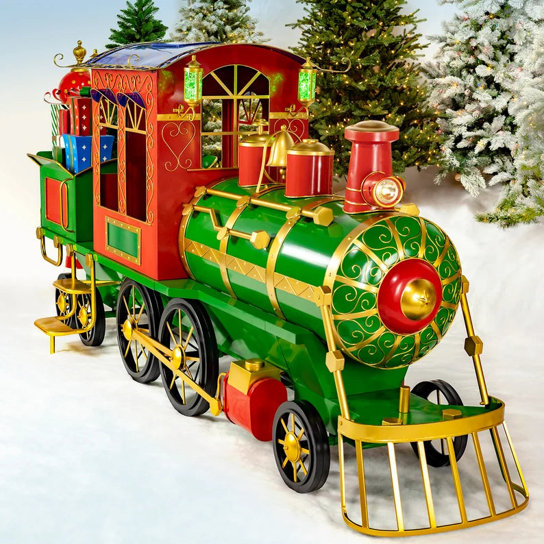 7.75' Metal Christmas Train- Festive Colors