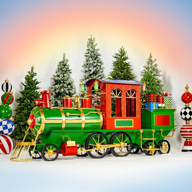 7.75' Metal Christmas Train- Festive Colors