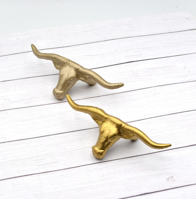 Champagne Texas Longhorn Drawer Pull