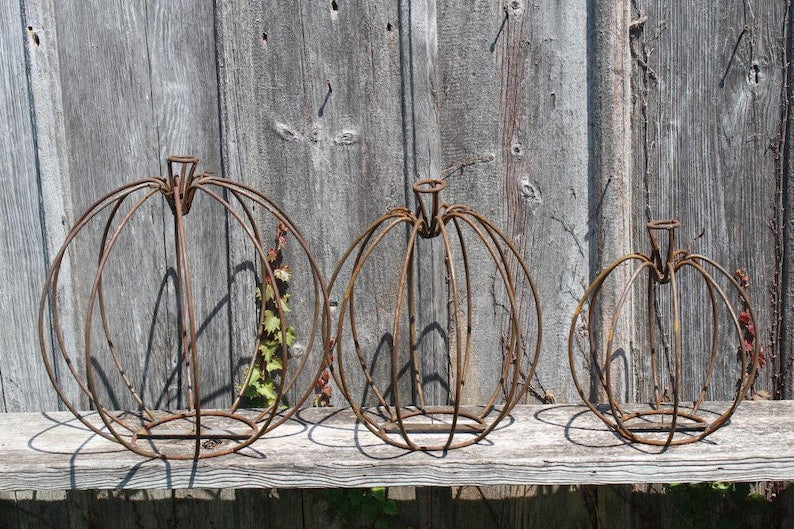 Medium Recycled Steel Pumpkin Candleholder Candle Holders Halloween