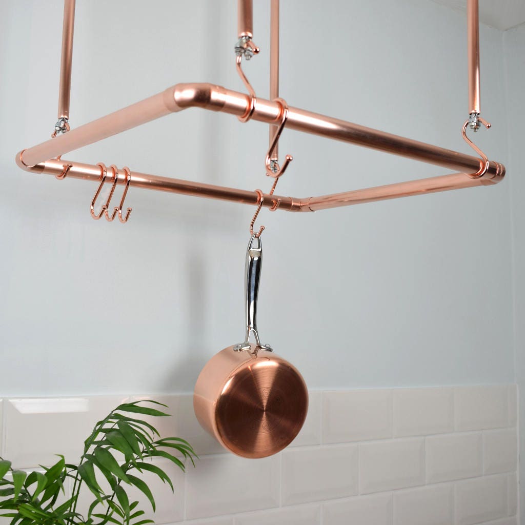 Copper Ceiling Pot and Pan Rack Pot Racks Kitchen