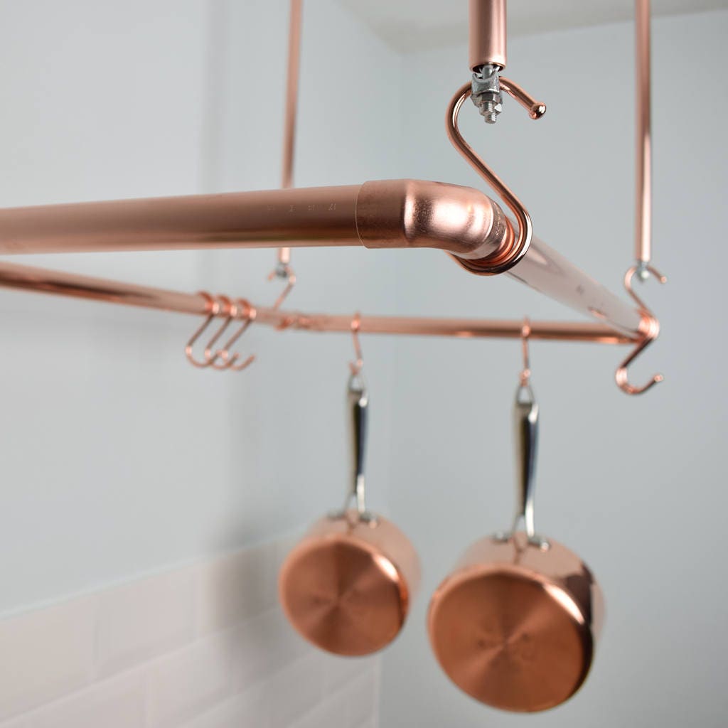 Copper Ceiling Pot and Pan Rack Pot Racks Kitchen Accessories