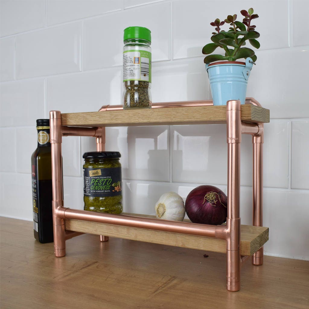 Copper and Oak Spice Rack Kitchen Organizers Kitchen Accessory