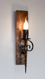 Rustic Wood and wrought iron Barrel sconce Wall Light Fixtures Lighting