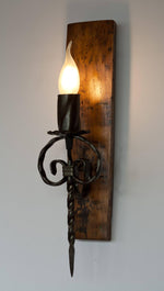 Rustic Wood and wrought iron Barrel sconce Wall Light Fixtures Lighting