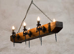 Castle Wood beam and wrought iron chandelier Lighting Lighting