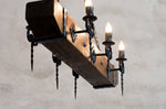 Castle Wood beam and wrought iron chandelier Lighting Lighting