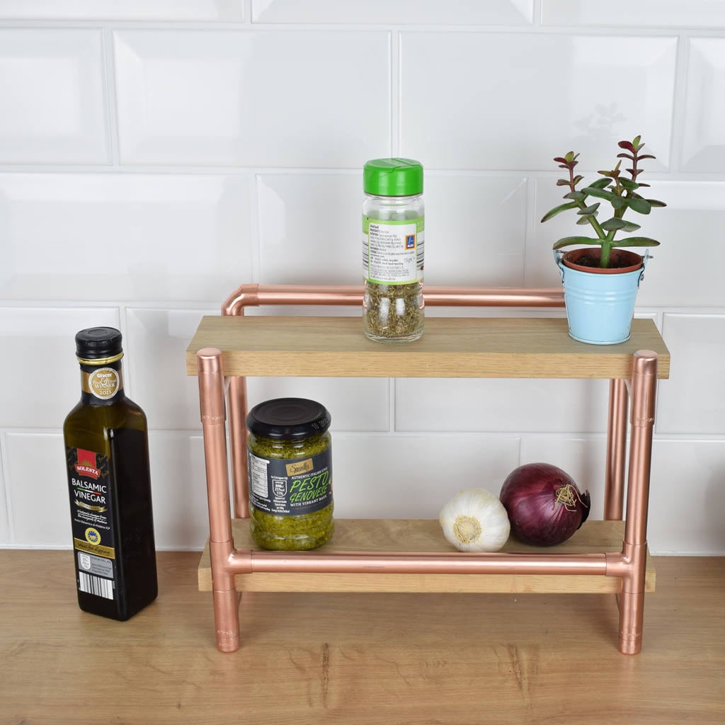 Copper and Oak Spice Rack Kitchen Organizers Kitchen Accessory
