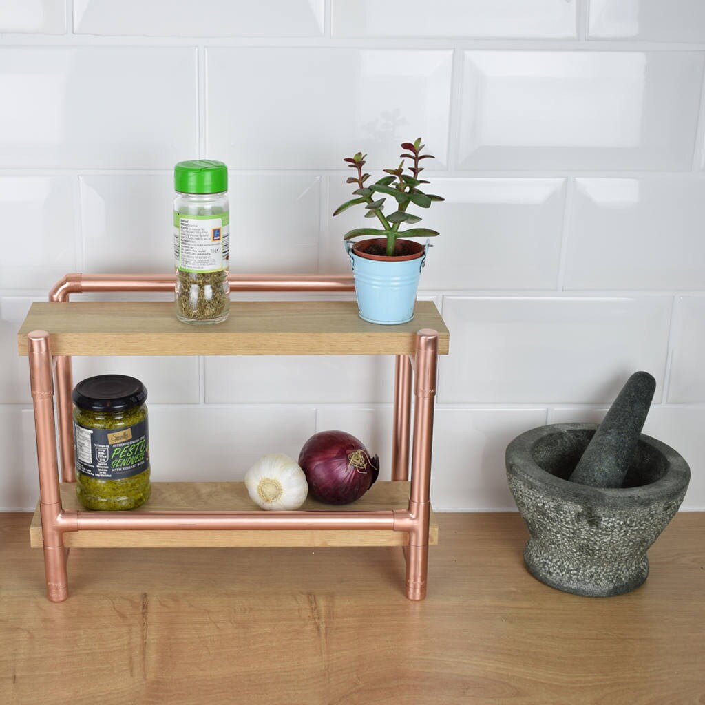 Copper and Oak Spice Rack Kitchen Organizers Kitchen Accessory
