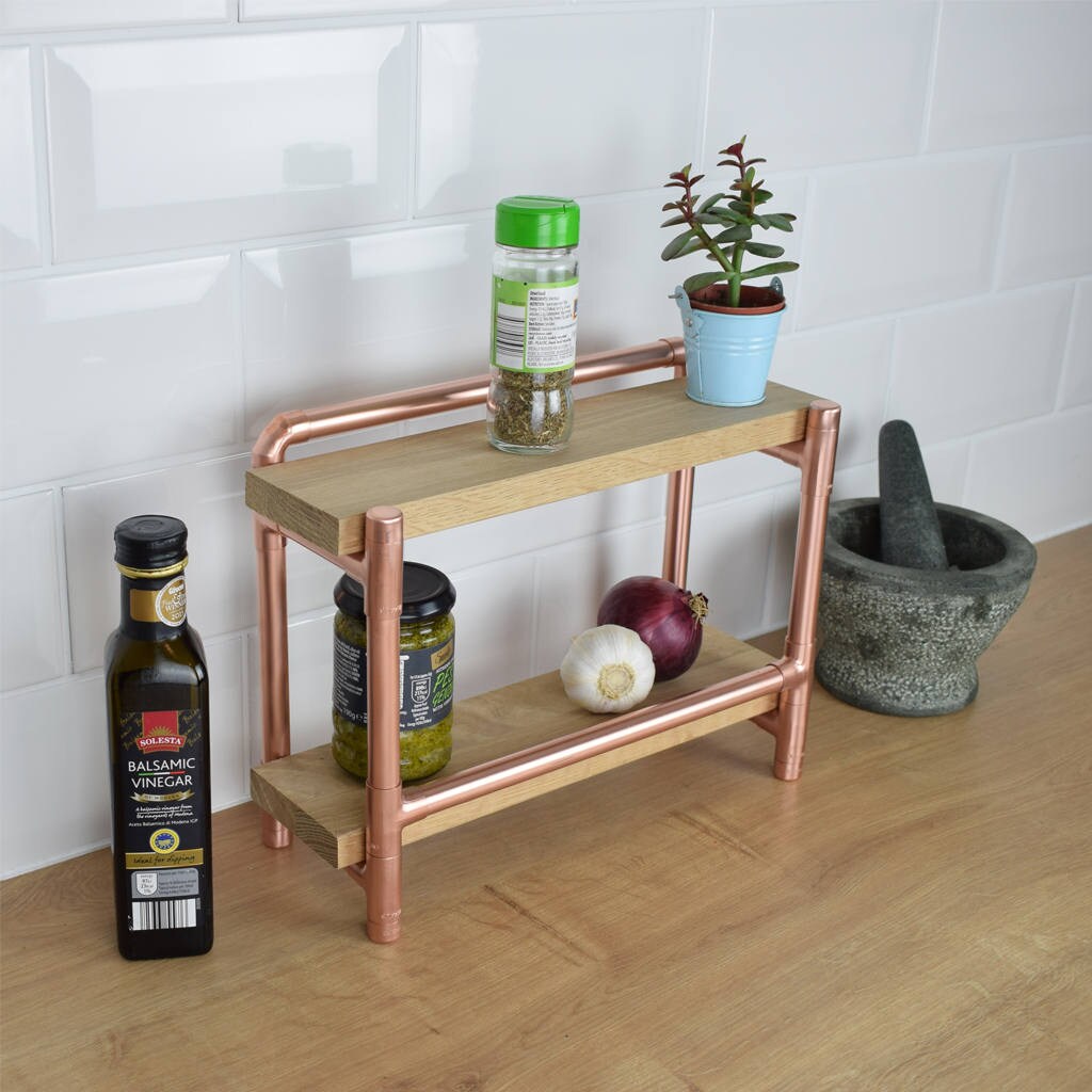 Copper and Oak Spice Rack Kitchen Organizers Kitchen Accessory