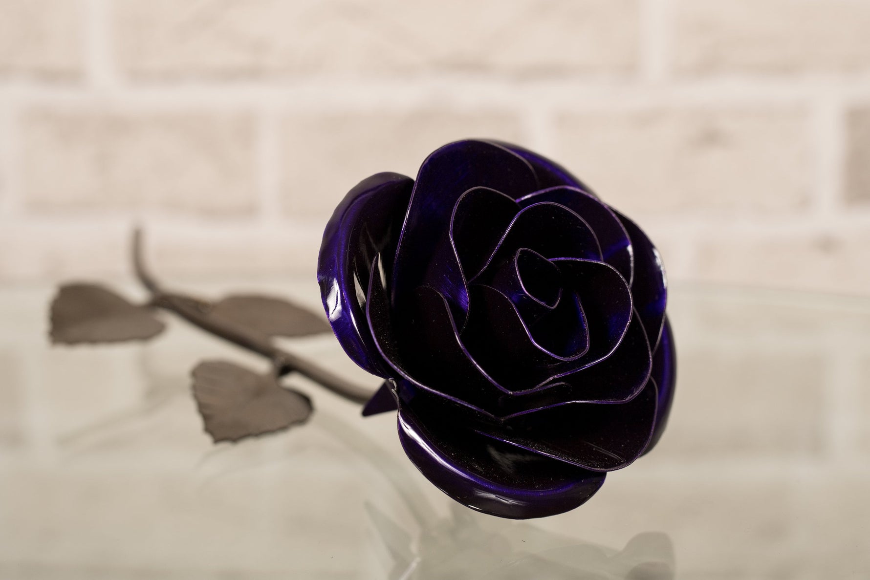 Hand Forged Purple Metal Rose Uncategorized Gift