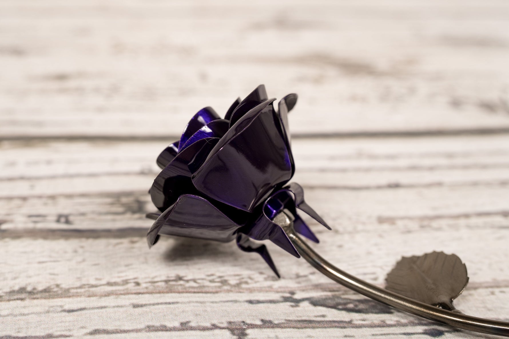 Hand Forged Purple Metal Rose Uncategorized Gift
