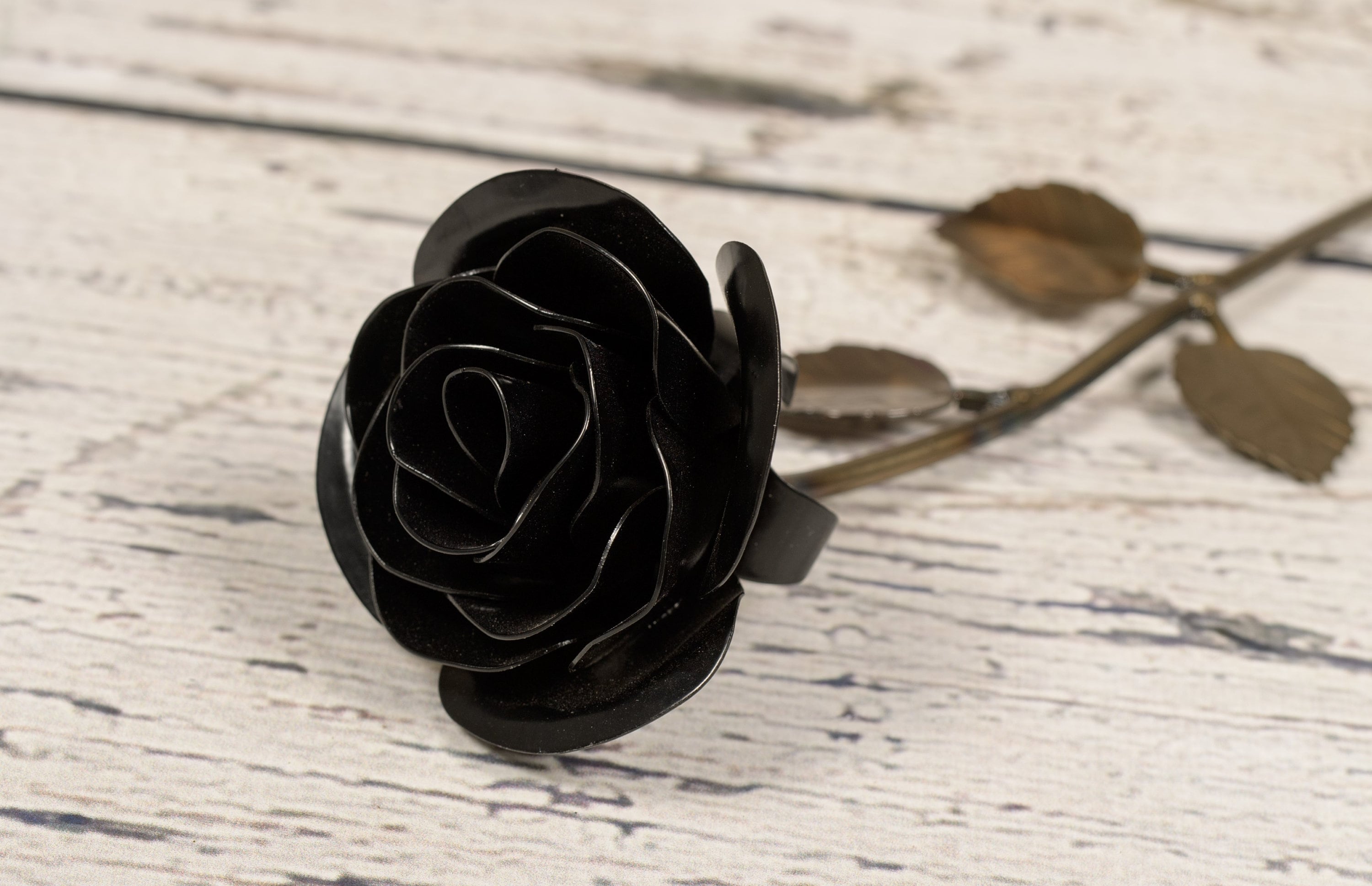 Hand-Forged Black Metal Rose Uncategorized Gift