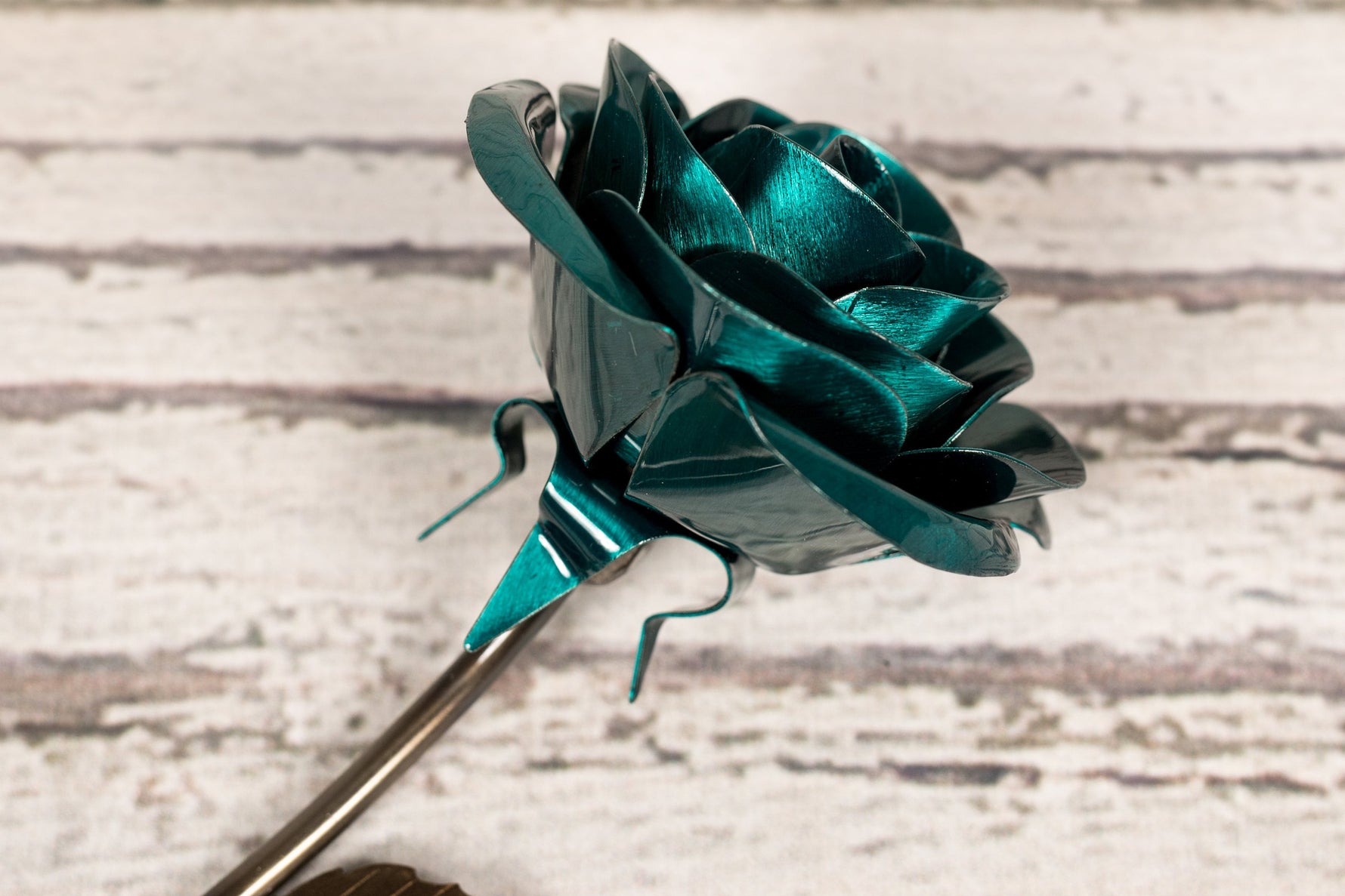 Hand-Forged Wrought Iron Emerald Green Rose Uncategorized Gift