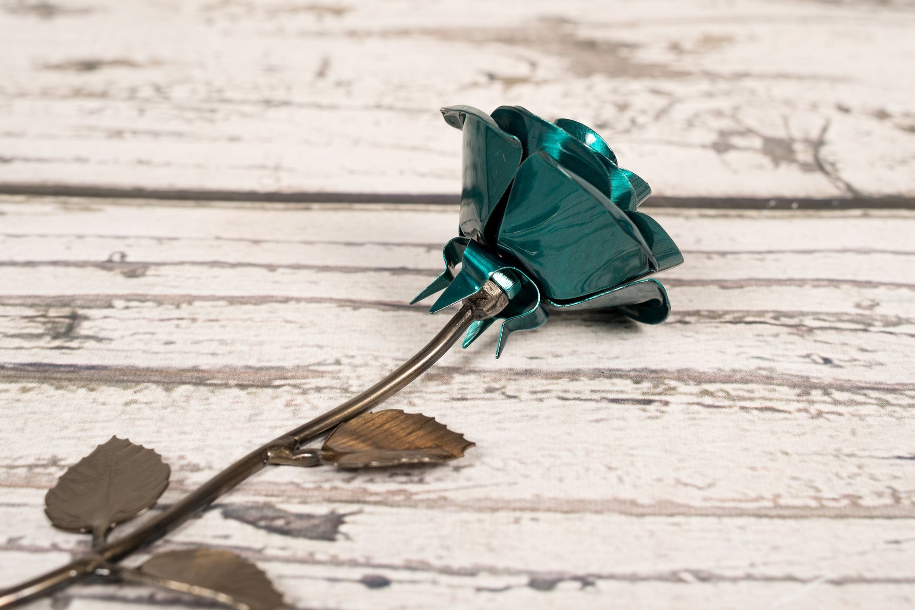 Hand-Forged Wrought Iron Emerald Green Rose Uncategorized Gift