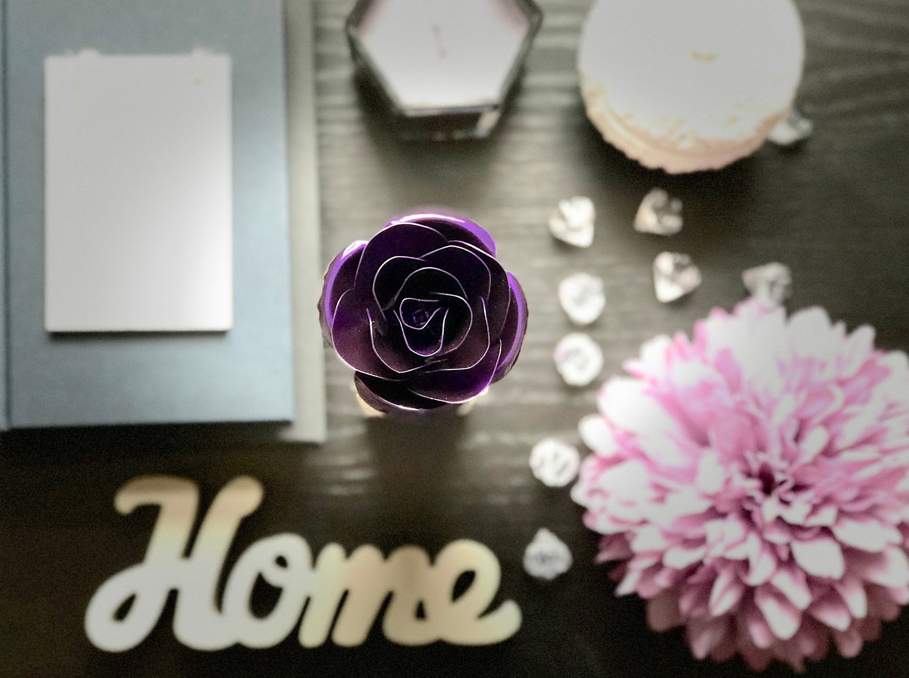 Hand Forged Purple Metal Rose Uncategorized Gift