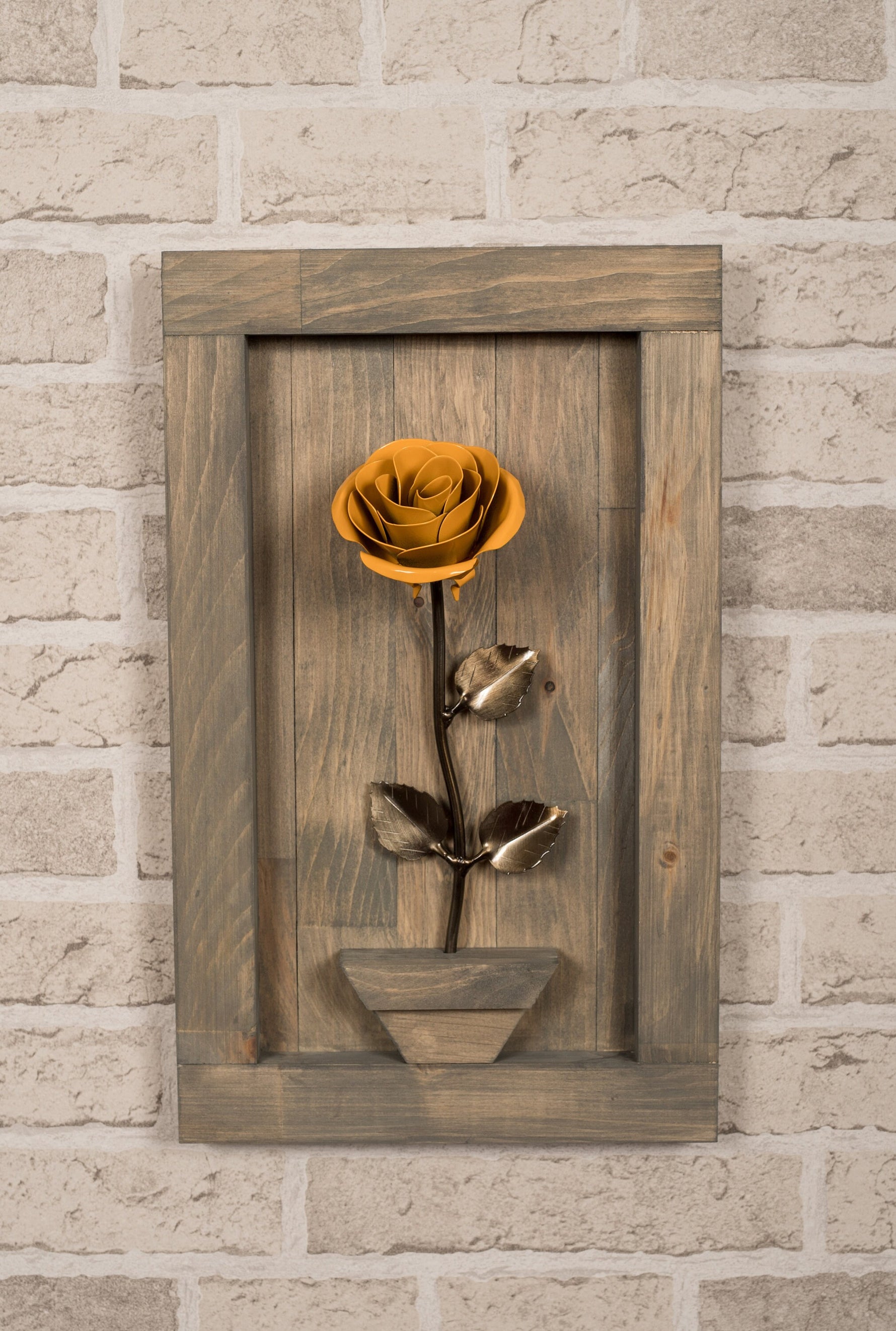 Framed Yellow Metal Rose Uncategorized Gift