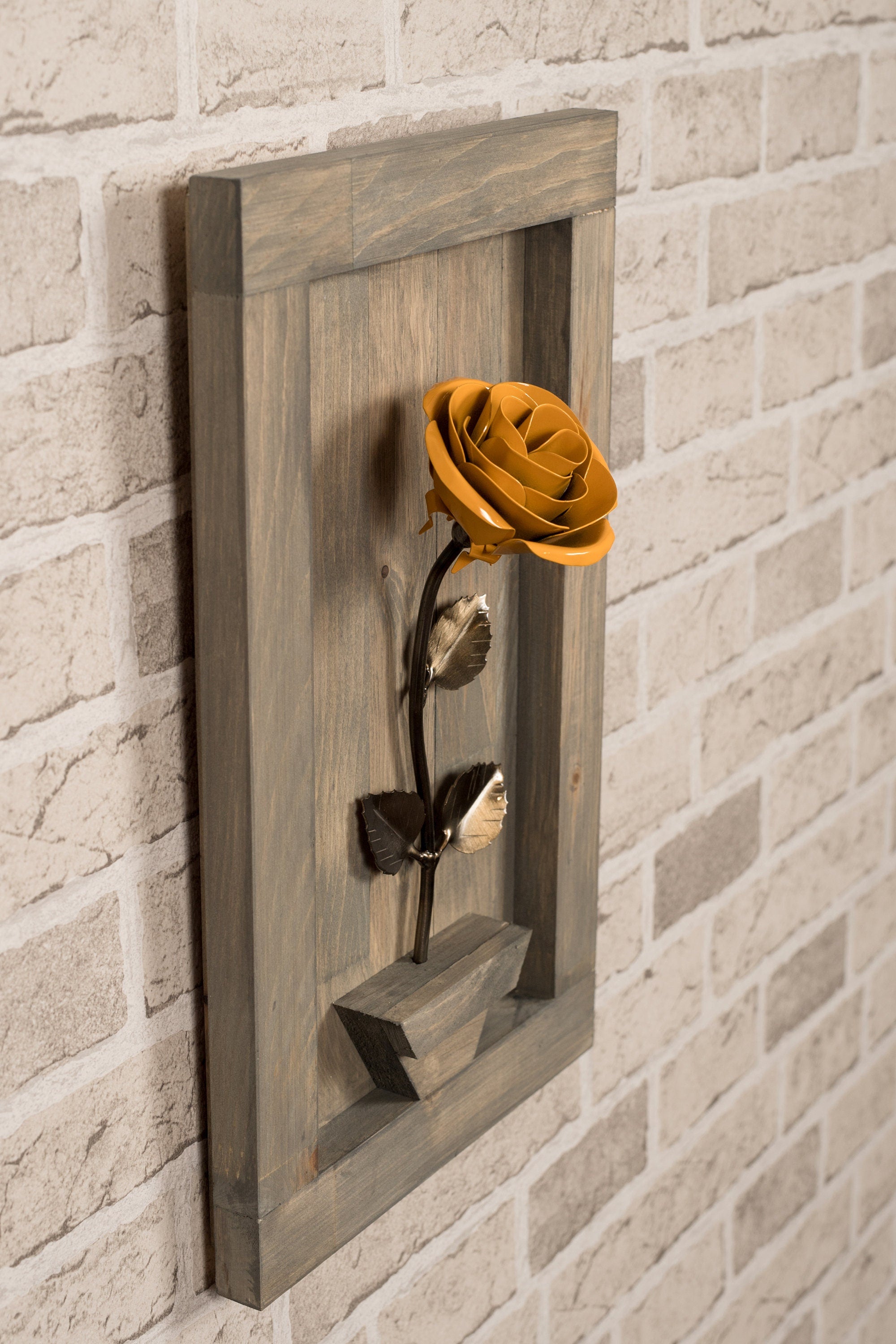 Framed Yellow Metal Rose Uncategorized Gift